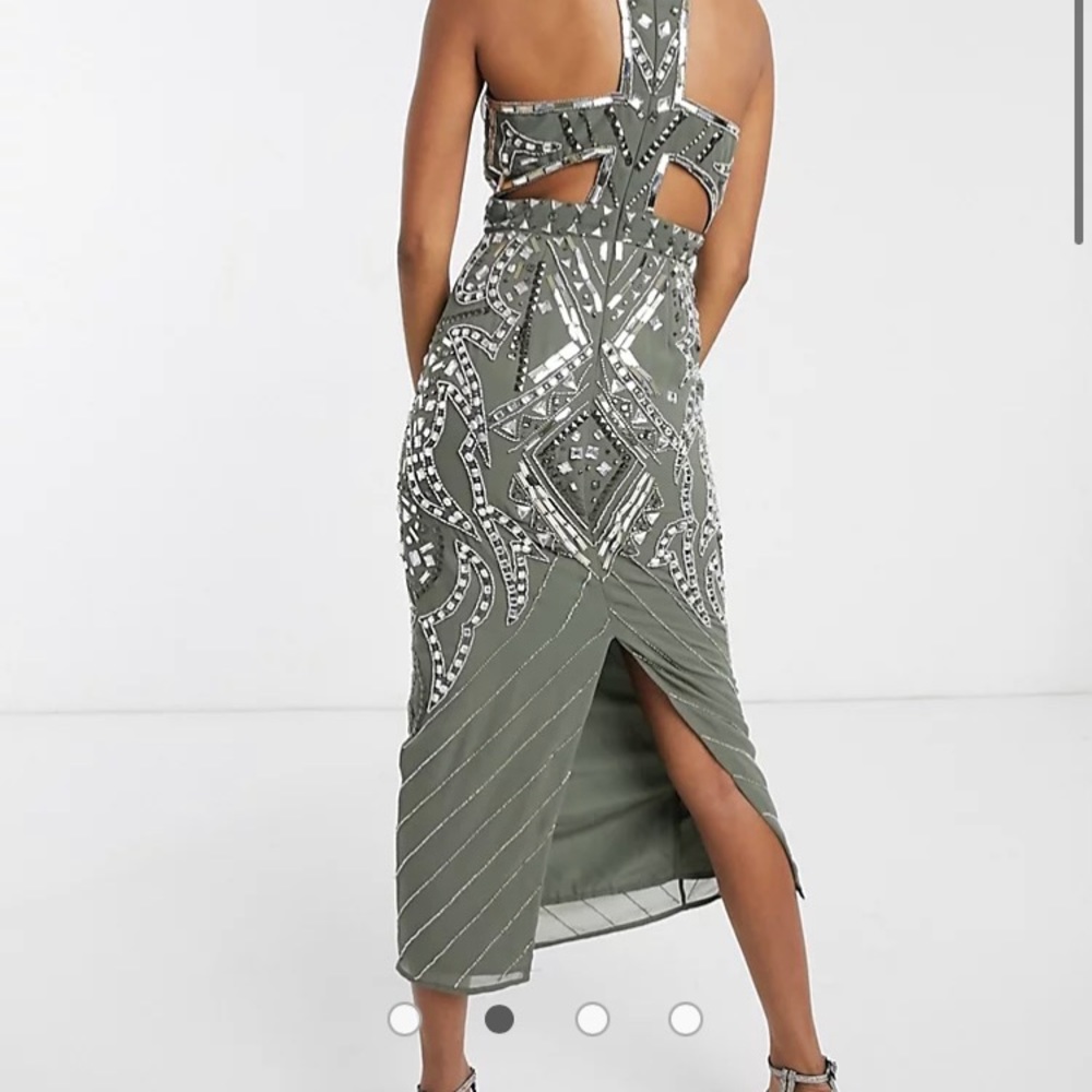 ASOS 8 tall high neck embellished midaxi dress.